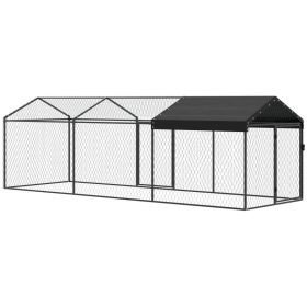 Large Metal Chicken Coop, Chicken Run with Waterproof & Anti-UV Cover for 3-5 Poultry, Outdoor Poultry Cage Rabbit Hutch (Option: Black-1100x640x110 mm)