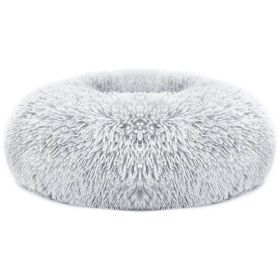 Pet Dog Bed Soft Warm Fleece Puppy Cat Bed Dog Cozy Nest Sofa Bed Cushion L Size (Option: Gray-L)