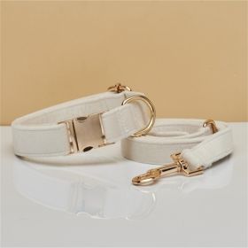 Multiple Colour Velvet Personalise Dog Collar Leash Set With Bow (Option: White set-M)