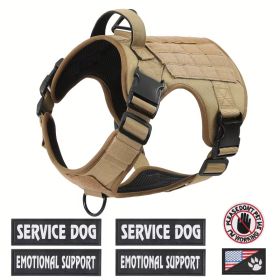 Tactical Pet Chest Service Dog Harness Vest Adjustable Reflective Dog Harness Metal Buckle Hiking Training (Option: Brown-S)