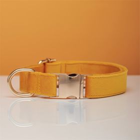Multiple Colour Velvet Personalise Dog Collar Leash Set With Bow (Option: Yellow-XS)