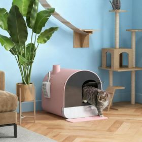 Pink Cat Litter Box With Lid With Scoop And Filter (Option: Pink)