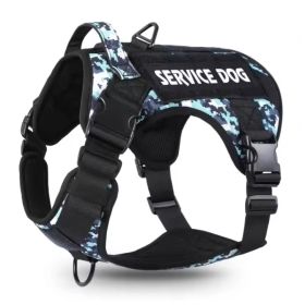 Tactical Pet Chest Service Dog Harness Vest Adjustable Reflective Dog Harness Metal Buckle Hiking Training (Option: Black camouflage-S)