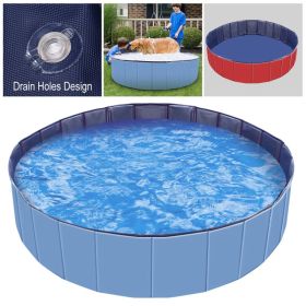 Foldable Pet Swimming Pool PVC Kiddie Baby Dog Swim Pool Bathing Tub Playmat Kids Pools (Option: Blue)
