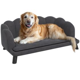 Pearl Design Pet Sofa for Medium and Large Sized Dogs, Pet Bed with Cushion and Solid Wood Legs, Charcoal Gray (Option: Grey-1010x620x275 mm)