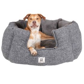 DGS Pet Products Chill Kuzzi FIR Round Bed Small Grey 23" x 23" x 12" (Color: Grey, size: medium)