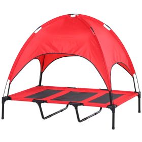 48" x 36" Elevated Portable Dog Cot Cooling Pet Bed with UV Protection Canopy Shade, Red (Option: Red-910x230x100 mm)