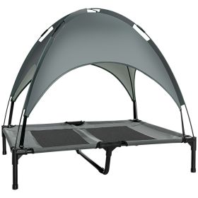 Elevated Dog Bed with Removable Canopy, Outdoor Dog Cot with UV Protection Canopy Shade, 36 inch Large Pet Bed for Camping, Gray (Option: Grey-760x200x100 mm)