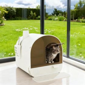 White Cat Litter Box With Lid With Scoop And Filter (Option: White)