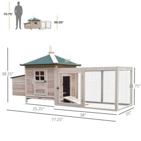Wooden Chicken Coop With Nesting Box, Cute Outdoor Hen House With Removable Tray, Ramp Run, For Garden Backyard, Natural (Option: Natural)